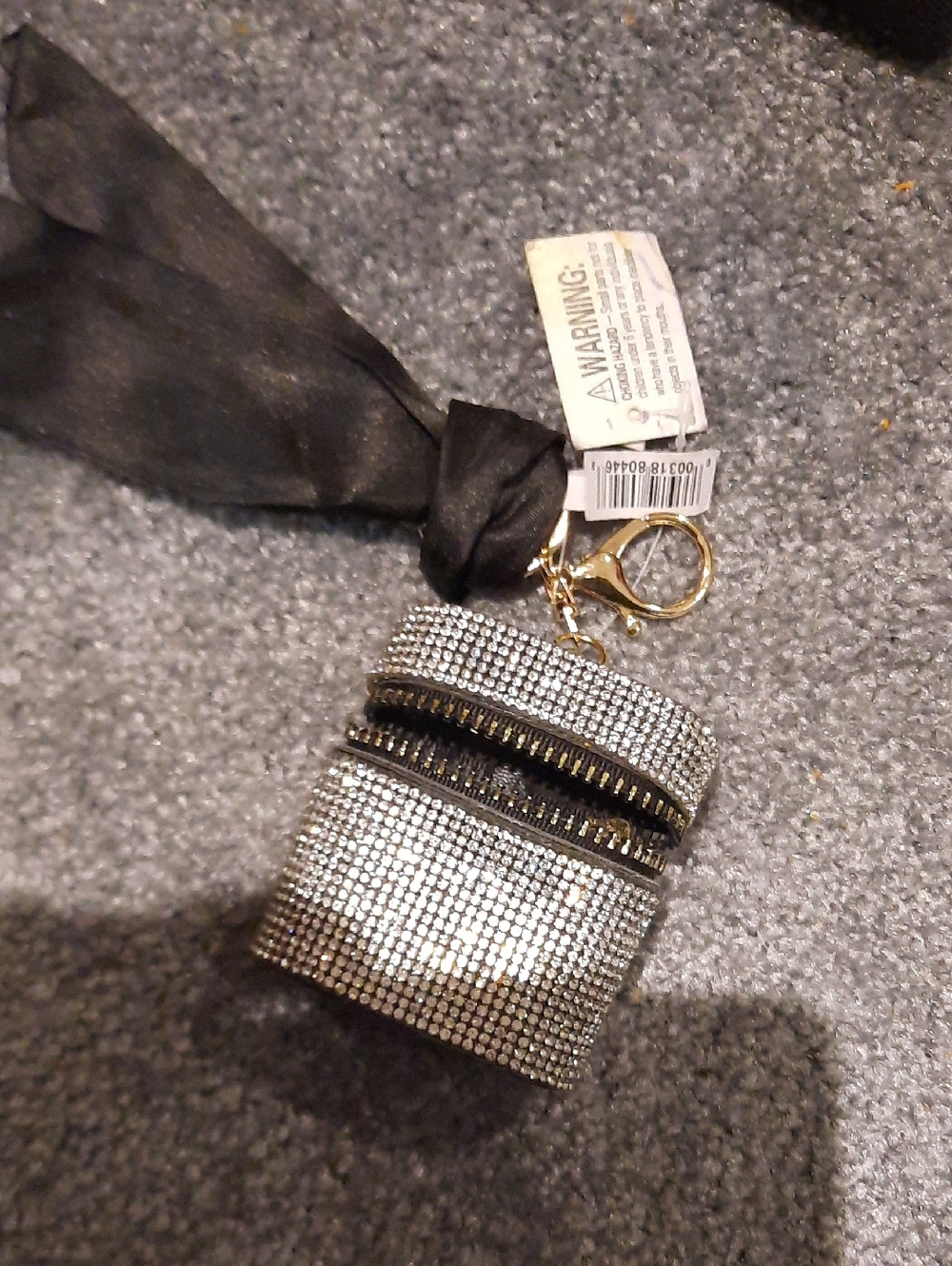 Blinged Out Crystal Rhinestone Keychain Earbud Ear Buds Pouch NWT